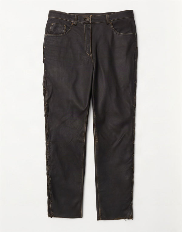 Pantaloni drepți din piele vintage pentru femei EU 38 Medium W30 L28 Negru