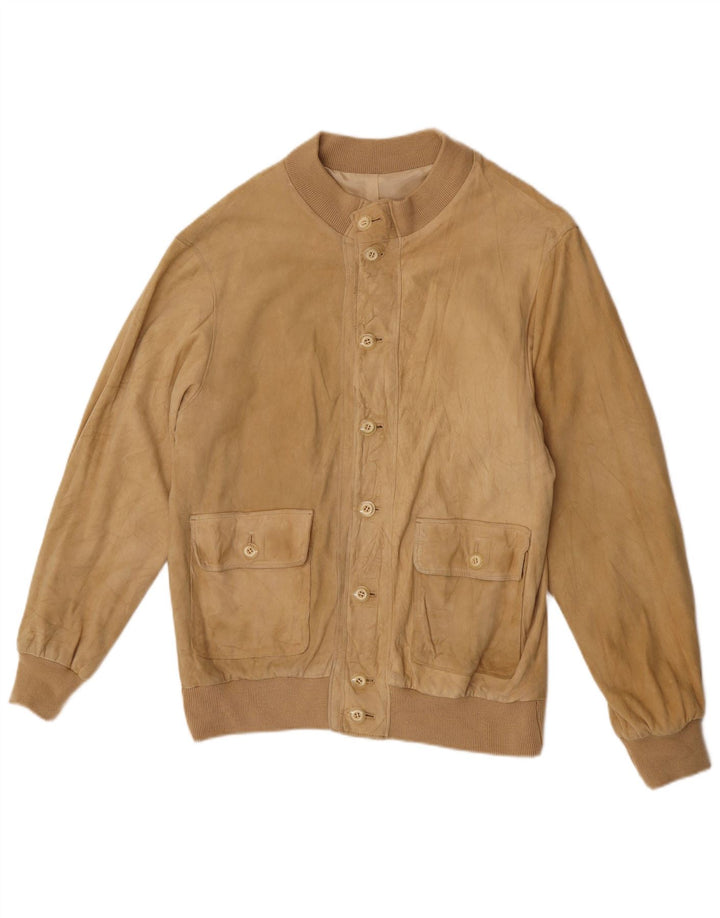 Bomber vintage pentru bărbați din piele intoarsa UK 38 Bej mediu