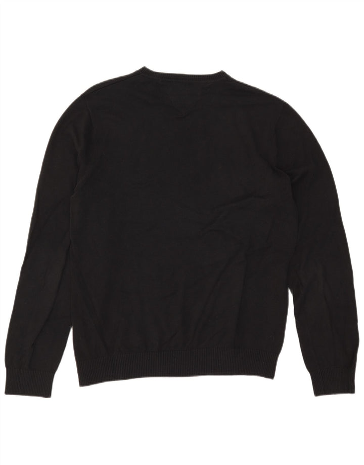 Pulover Tommy Hilfiger pentru bărbați, cu decolteu în V, bumbac mediu negru