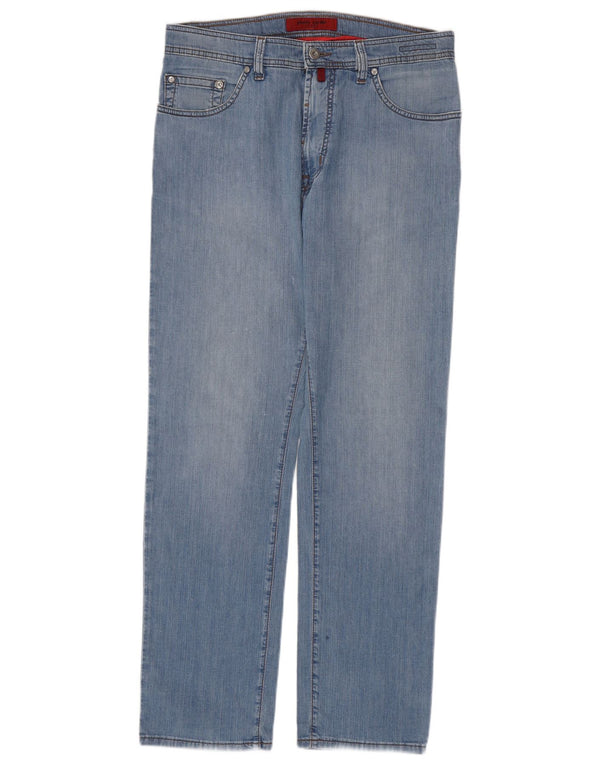 PIERRE CARDIN Blugi drepti pentru bărbați W34 L32 Bumbac albastru