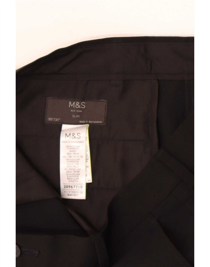 Marks & Spencer Pantaloni casual subțiri pentru bărbați L30 L31 Poliester negru