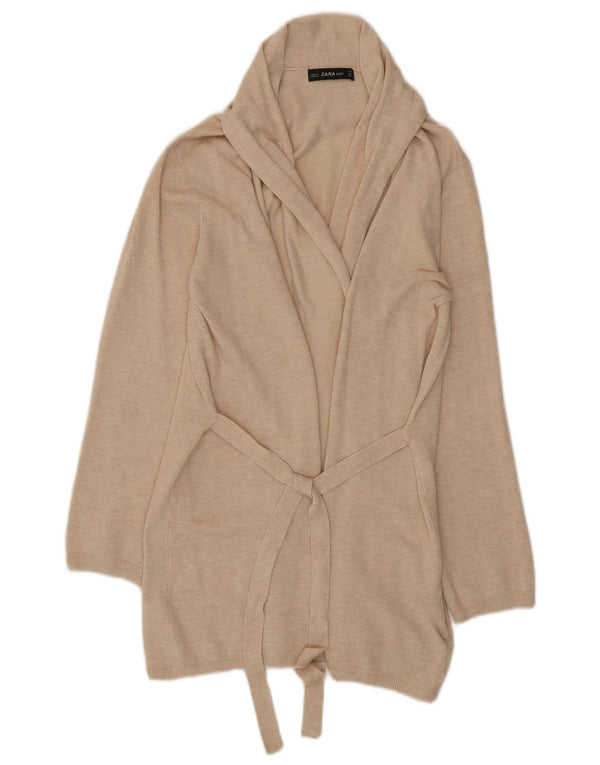 Pulover cardigan pentru femei Zara UK 12 Medium Bej Viscoza