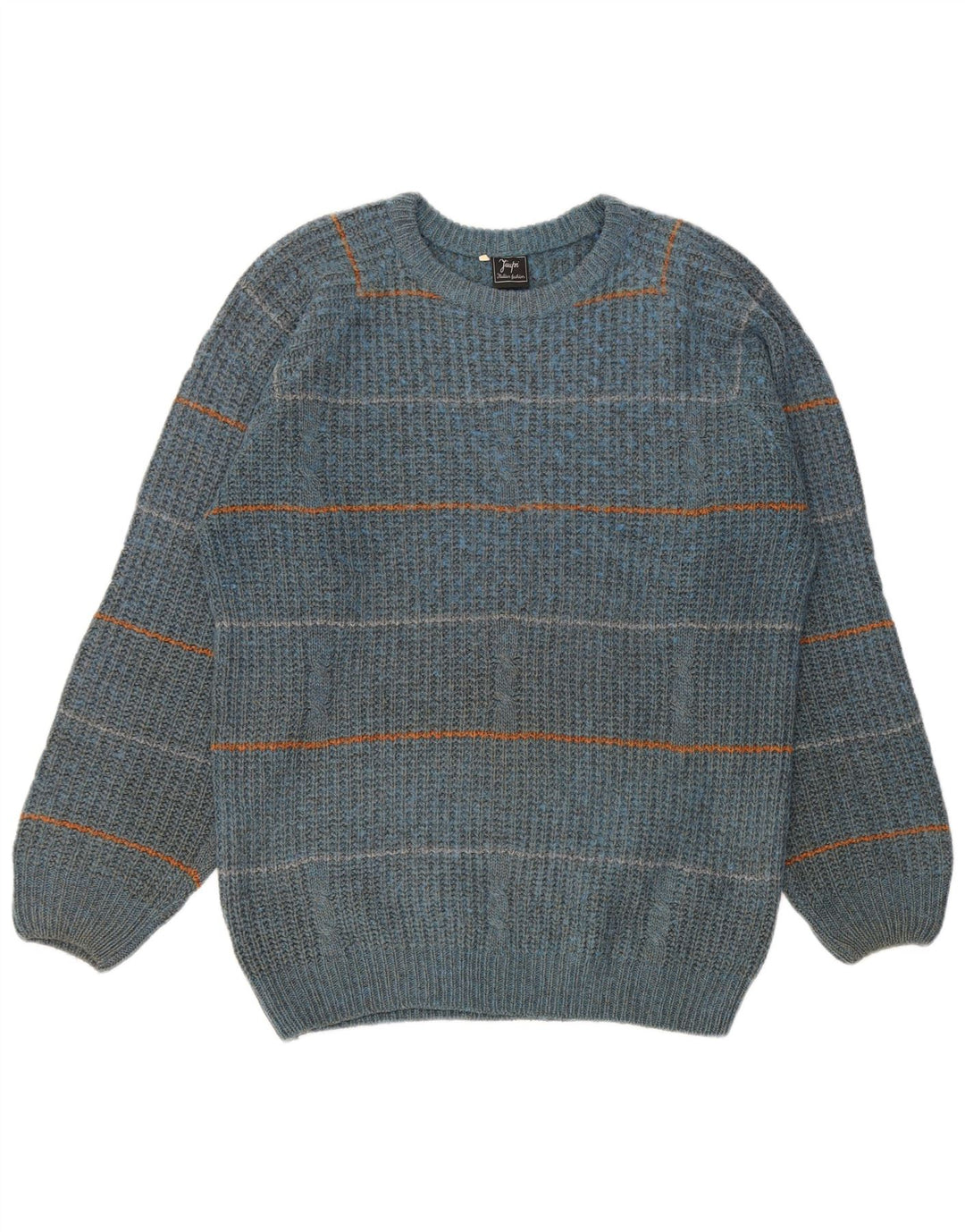 Pulover vintage pentru bărbați cu gât roșu IT 50 cu dungi albastre medii