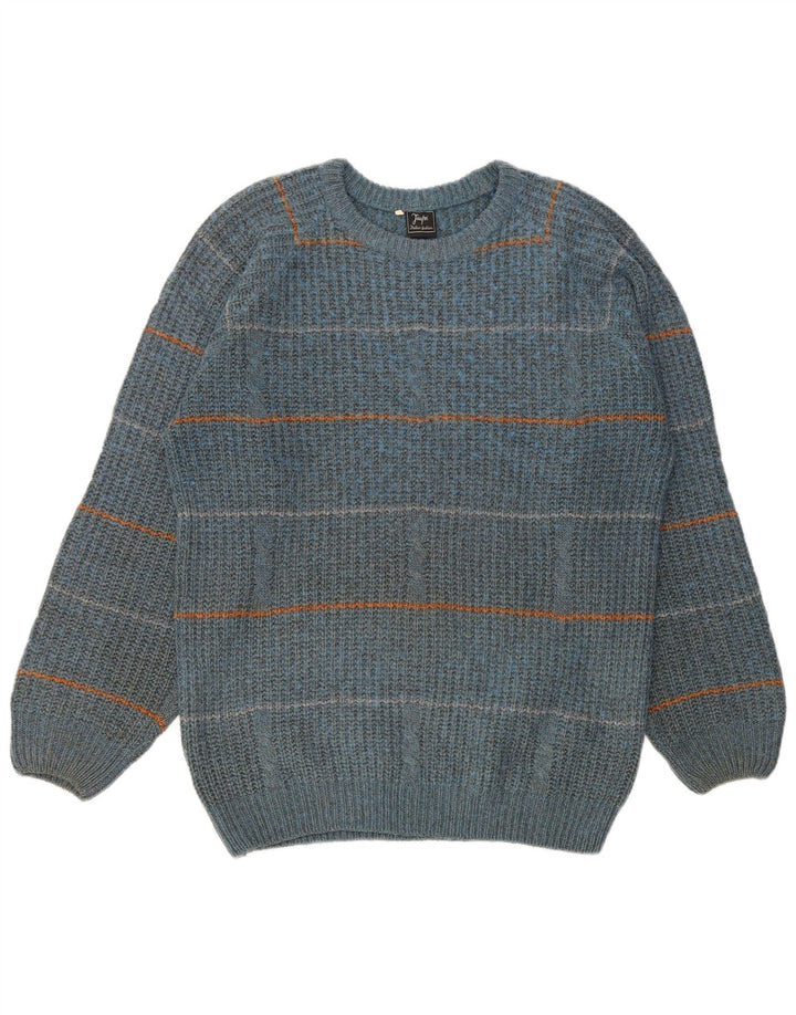 Pulover vintage pentru bărbați cu gât roșu IT 50 cu dungi albastre medii