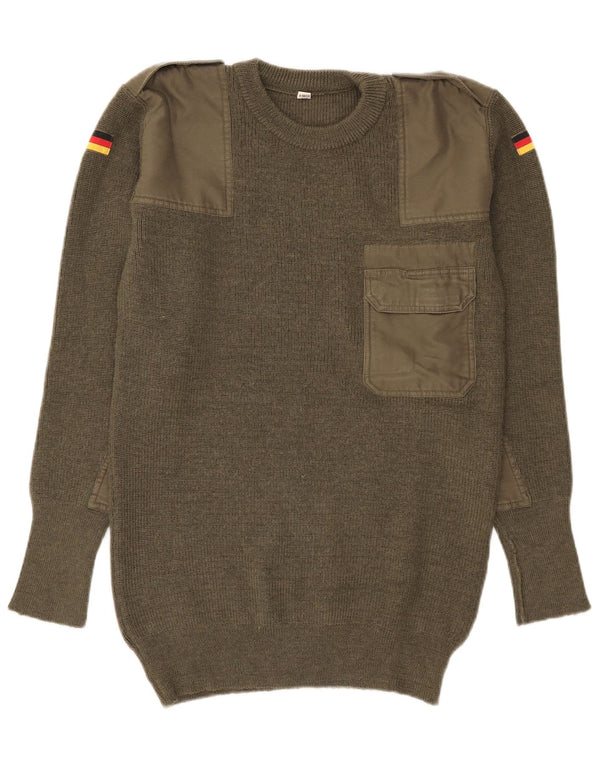Pulover vintage pentru bărbați, militar, cu gât crew, IT 50 Medium Khaki