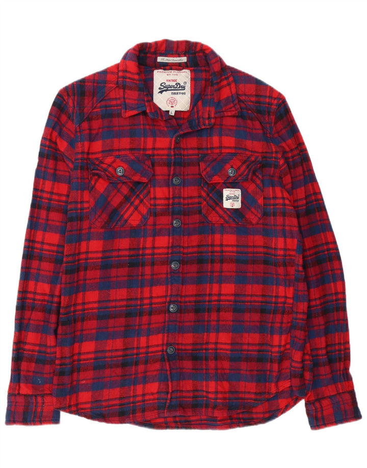 Cămașă de flanel pentru bărbați Superdry, bumbac cu carouri roșii mari