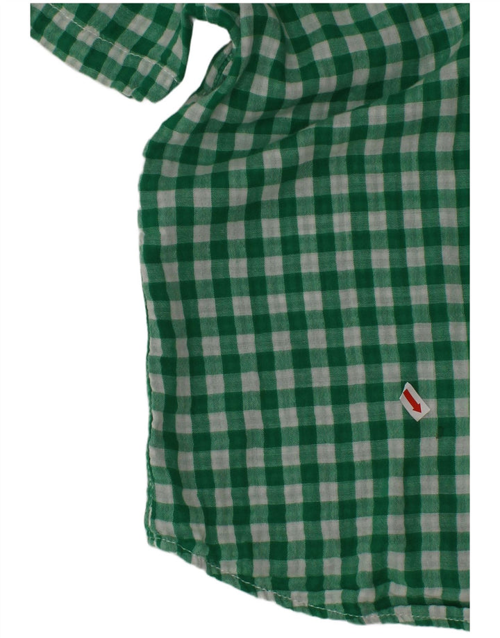 Camasa cu maneca scurta BENETTON pentru baieti 10-11 ani verde vichy