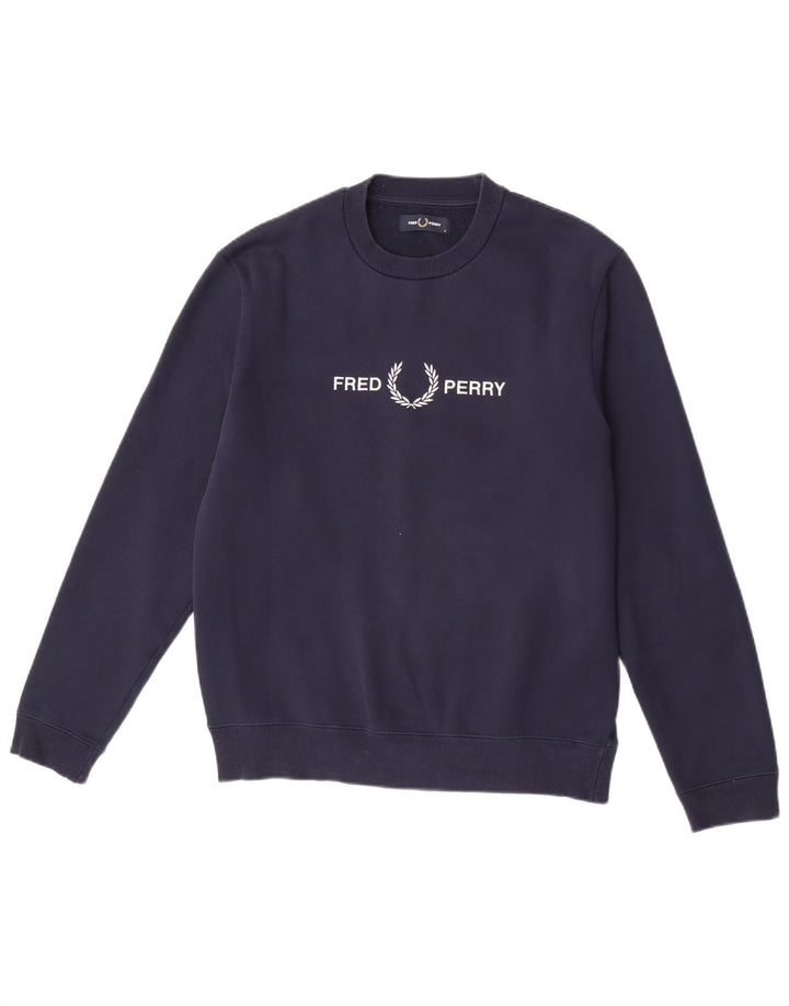 Hanorac grafic pentru bărbați Fred Perry Pulover mediu albastru bleumarin Poliester