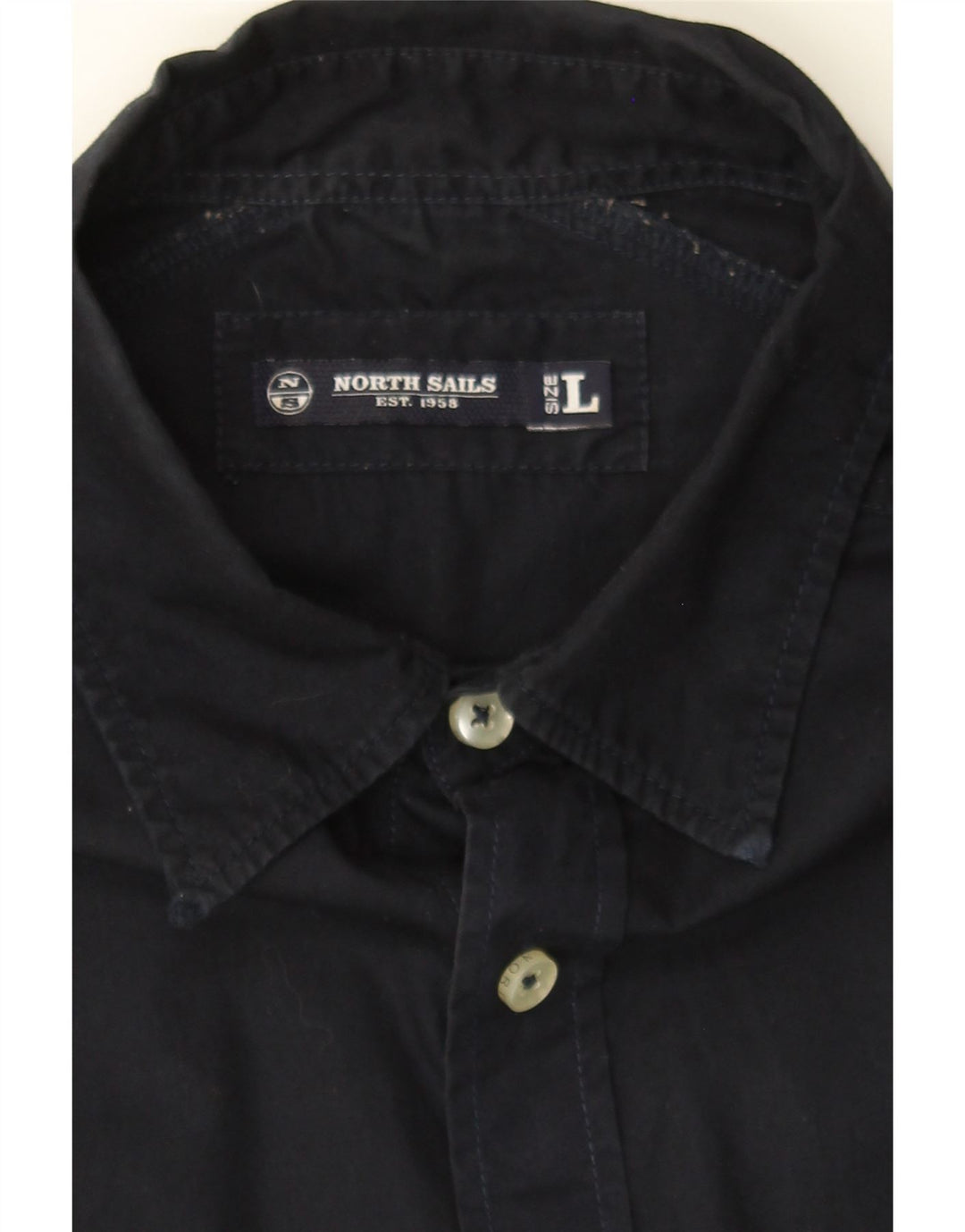 NORTH SAILS Mens Graphic Short Sleeve Shirt Large Navy Blue Cotton Vintage North Sails and Second-Hand North Sails from Messina Hembry 