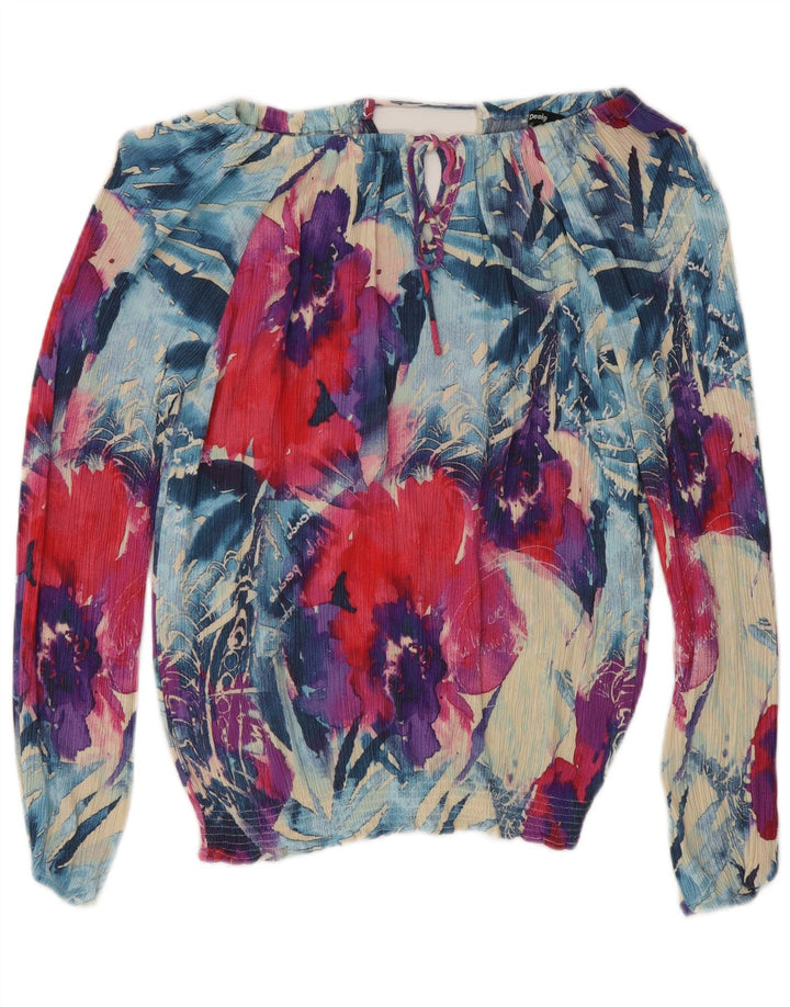 Desigual Womens Graphic Off Shoulder Top UK 10 Small Multicolor Floral