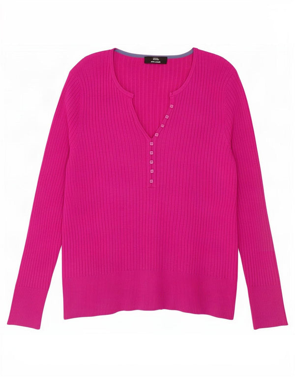 Pulover pentru femei Marks & Spencer cu decolteu în V UK 22 3XL roz viscoză