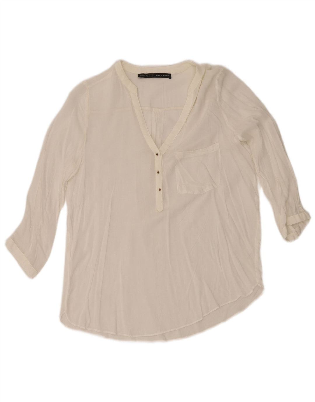 Bluză pentru femei Zara cu mâneci 3/4 UK 12 Medium White
