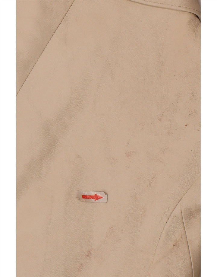 Jachetă din piele crop Cayenne pentru femei IT 42 Medium White Leather