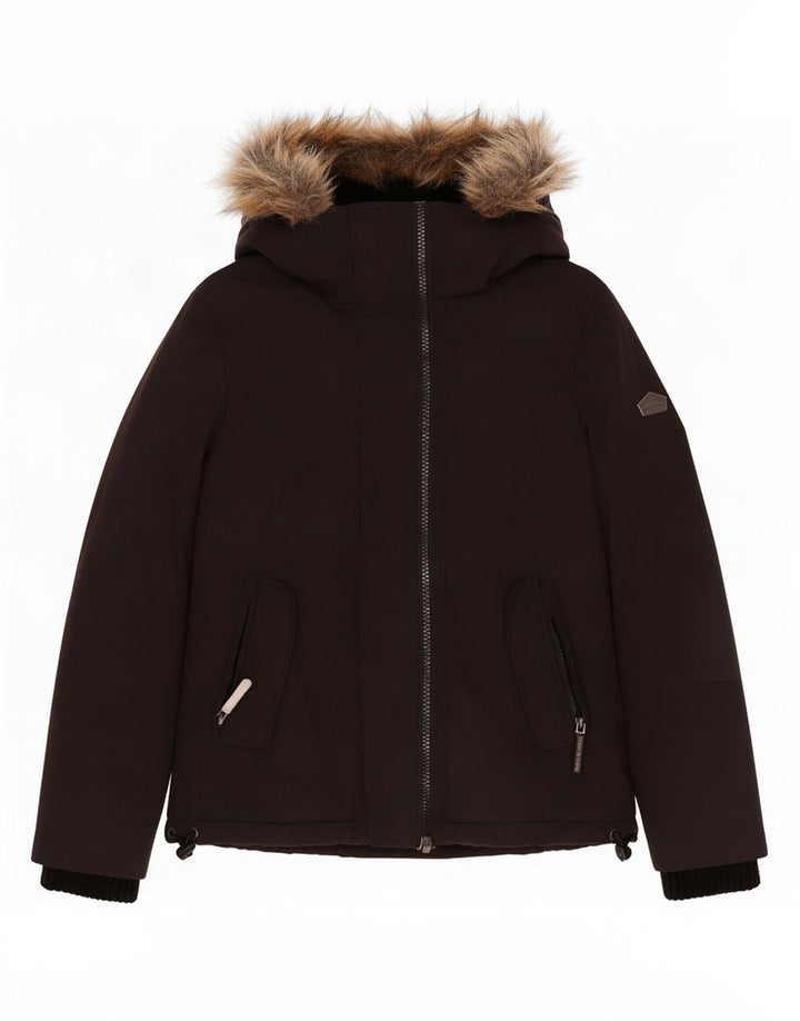 Jachetă Windbreaker pentru femei cu glugă Superdry UK 10 Poliester negru mic