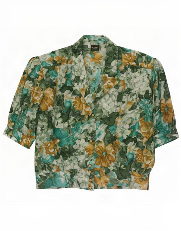 Bluză cămașă supradimensionată pentru femei Lorena US 2 XS Acetat floral verde