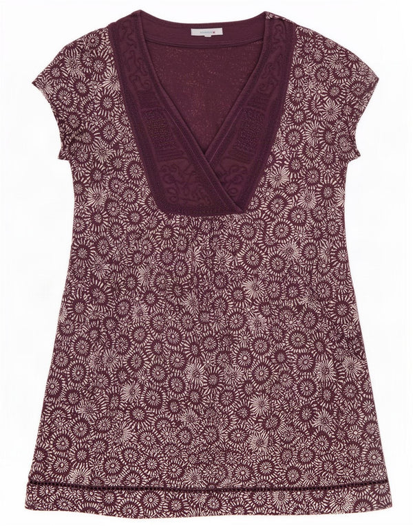White Stuff Rochie tunică cu mâneci scurte pentru femei UK 12 Medium Purple Floral