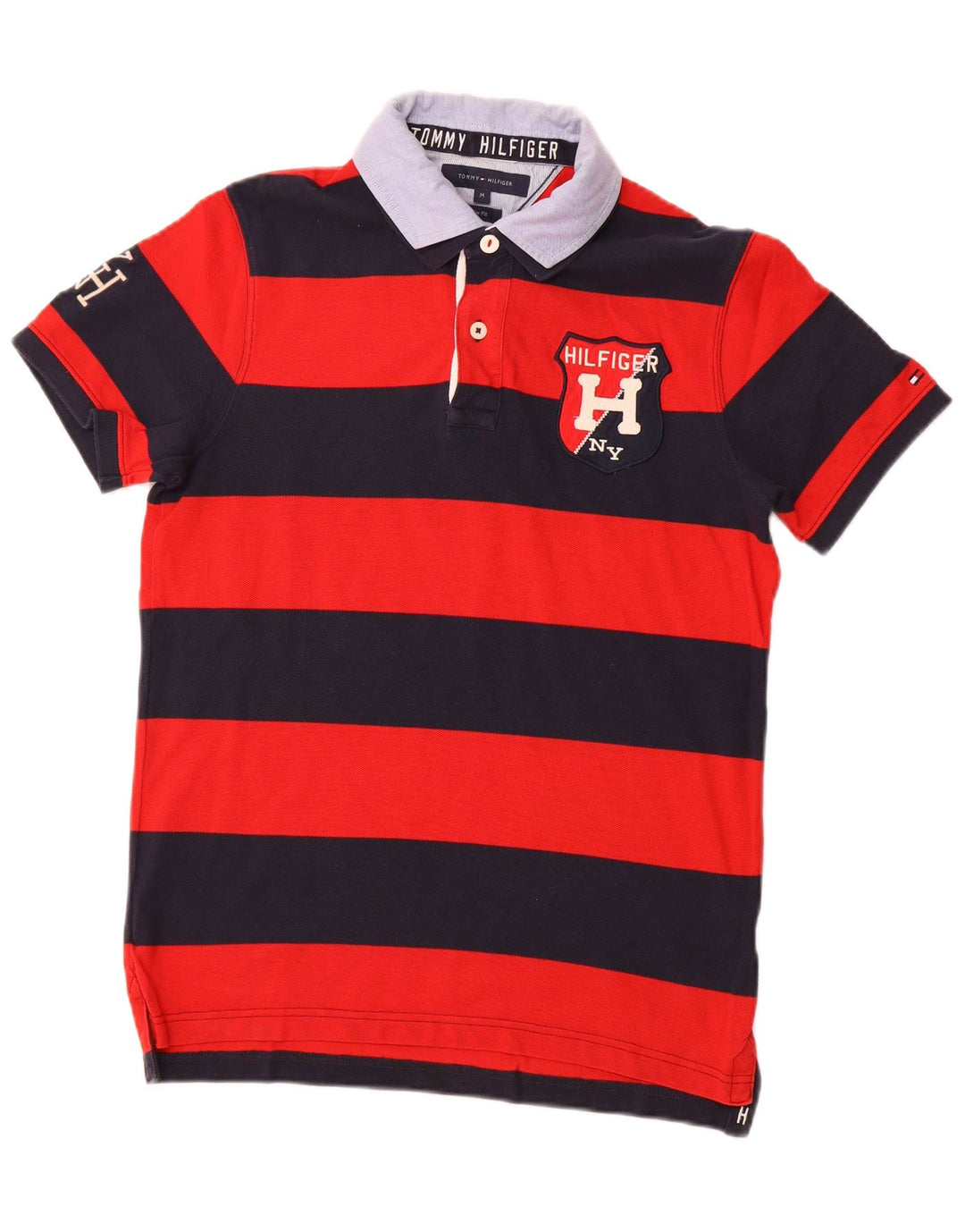 Tricou polo TOMMY HILFIGER pentru bărbați, slim, cu grafic rugby, cu dungi roșii medii