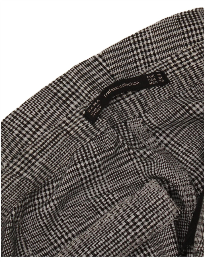Pantaloni tăiați pentru femei cu talie înaltă Zara Medium L28 L26 Gri Houndstooth