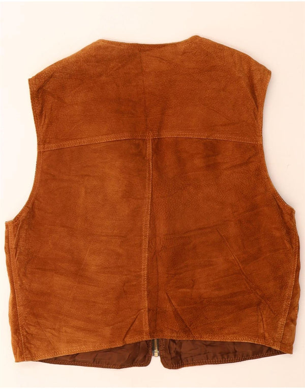 Poggiani Mirella Gilet utilitar din piele intoarsa pentru barbati UK 42 XL Bej