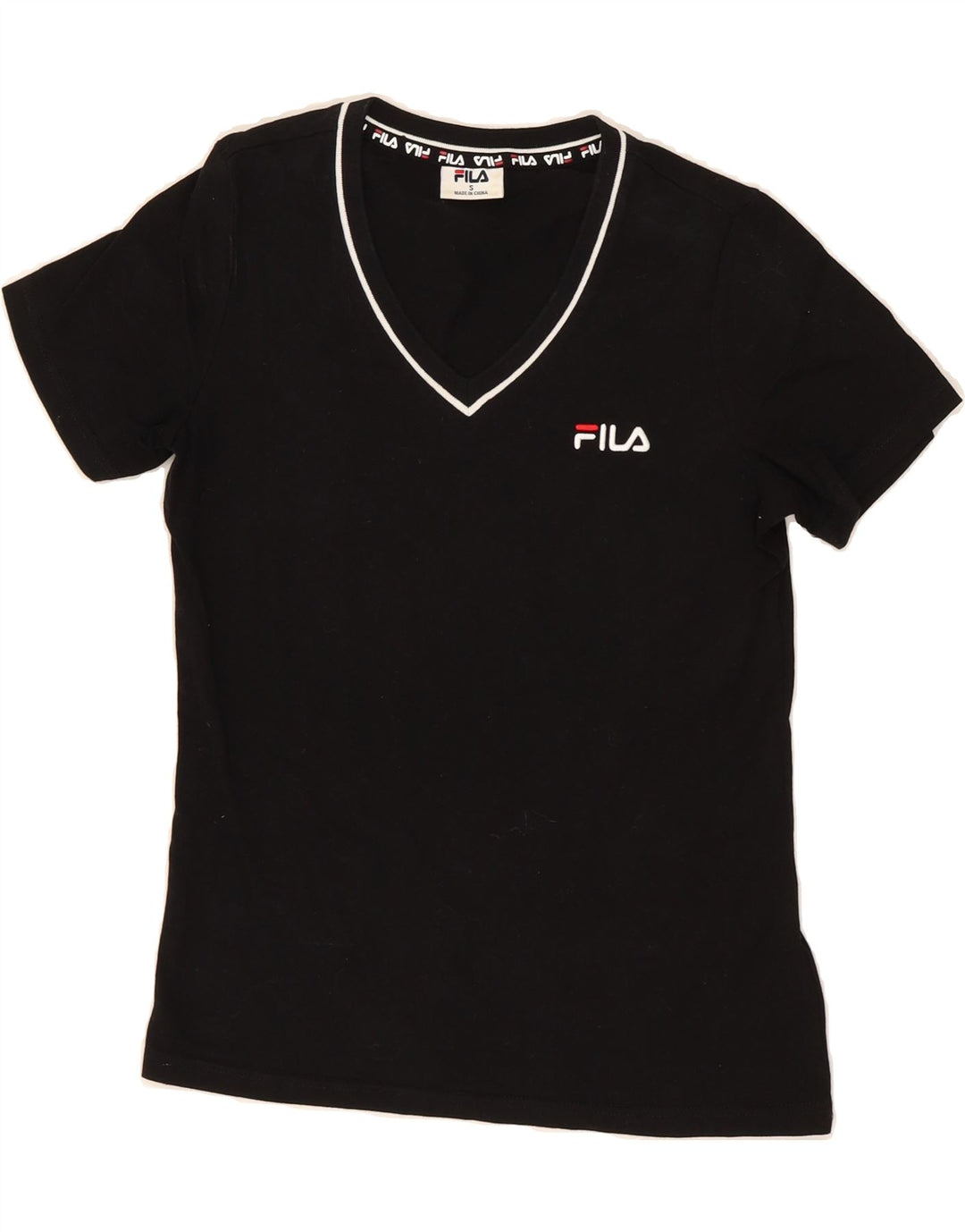 FILA Womens T-Shirt Top UK 10 Small Black Cotton Vintage Fila and Second-Hand Fila from Messina Hembry 