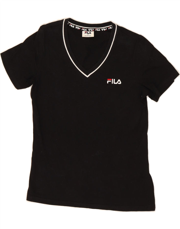 FILA Womens T-Shirt Top UK 10 Small Black Cotton Vintage Fila and Second-Hand Fila from Messina Hembry 