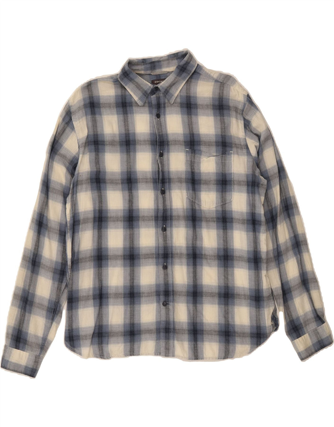 DOCKERS Mens Shirt Large Blue Check Cotton Vintage Dockers and Second-Hand Dockers from Messina Hembry 