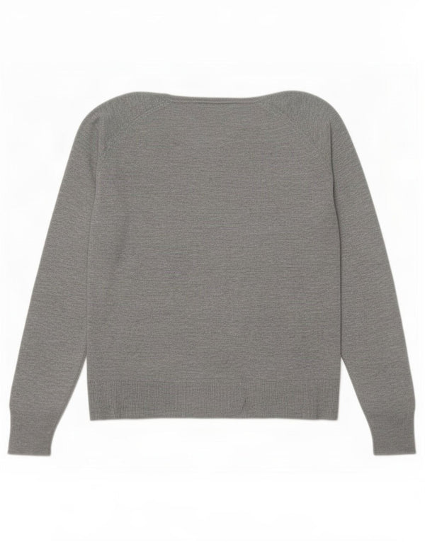 Pulover supradimensionat pentru femei Zara, cu gât crew, UK 14, viscoză, gri mediu