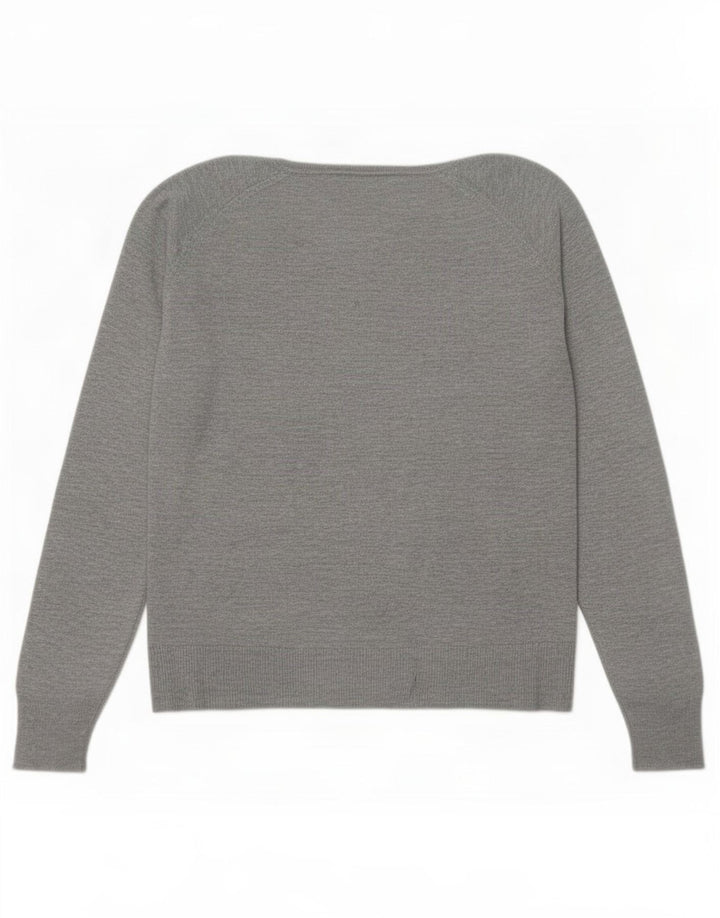 Pulover supradimensionat pentru femei Zara, cu gât crew, UK 14, viscoză, gri mediu