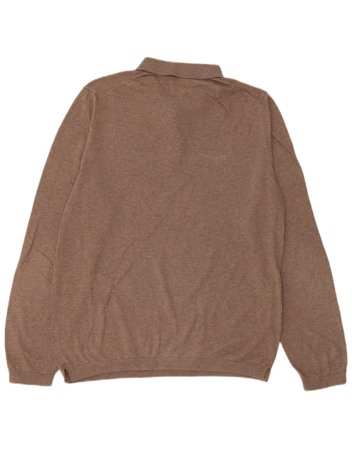 Massimo Dutti Pulover cu gât polo pentru bărbați, maro mare