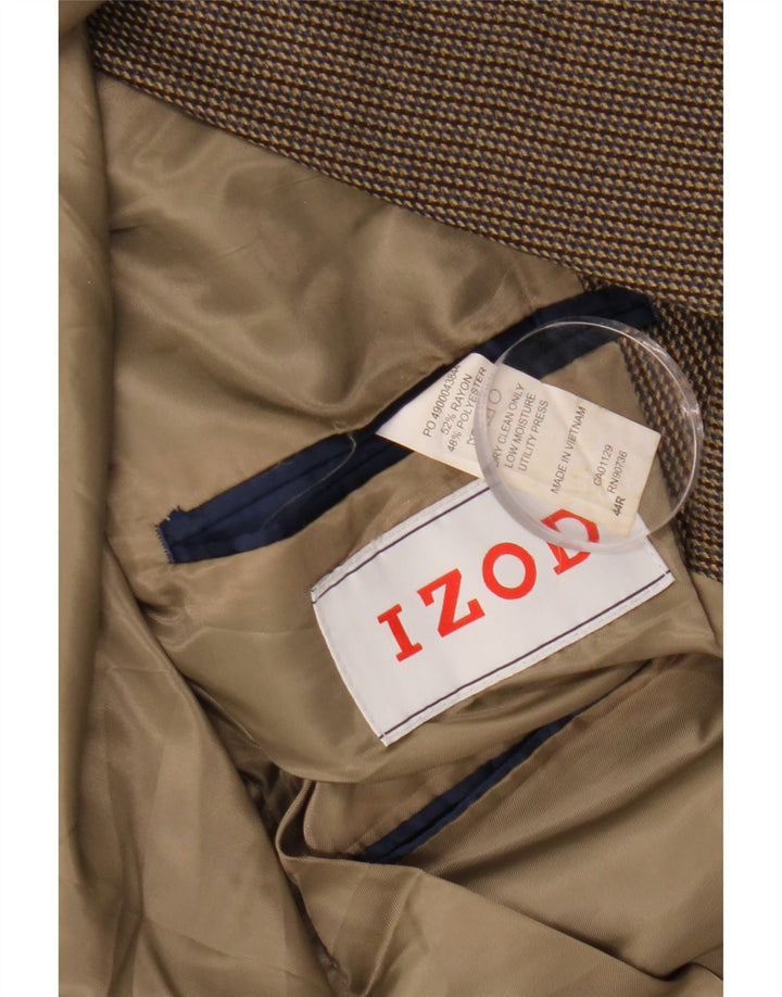 Jachetă IZOD pentru bărbați cu 2 nasturi, UK 44 2XL, maro, raion cu dungi