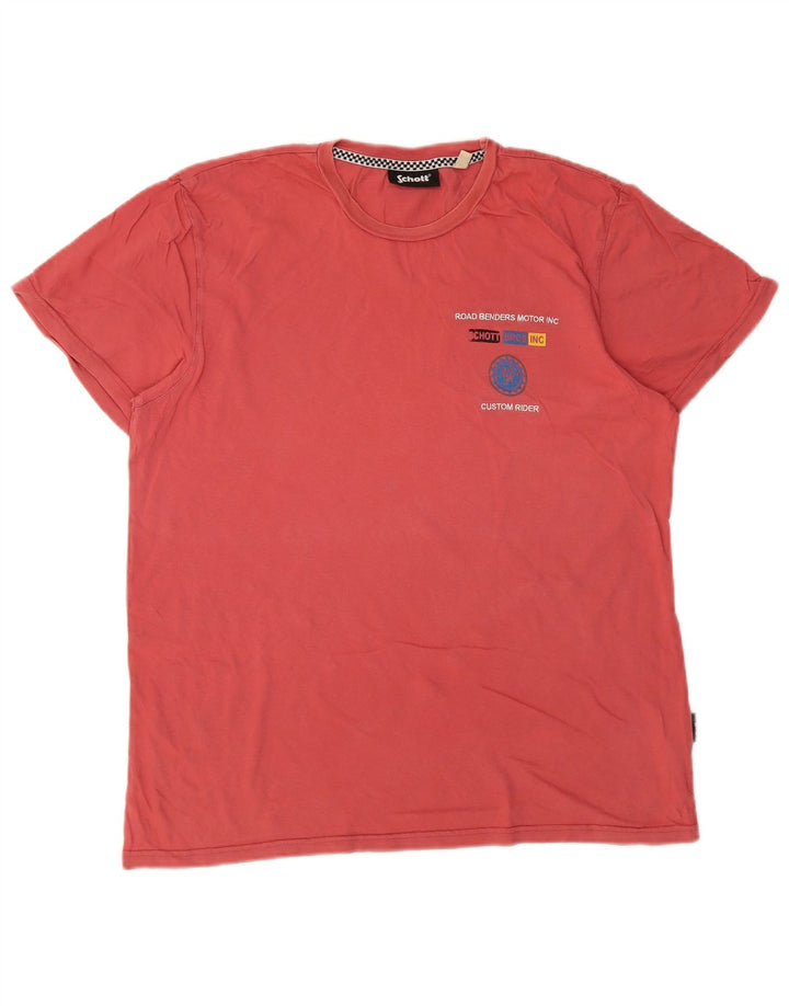 Tricou grafic Schott pentru bărbați Top mare din bumbac roz