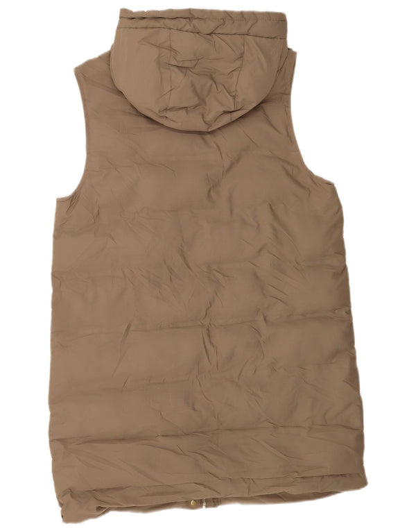 Gilet căptușit cu glugă pentru femei Zara UK 14 Medium Kaki Poliester