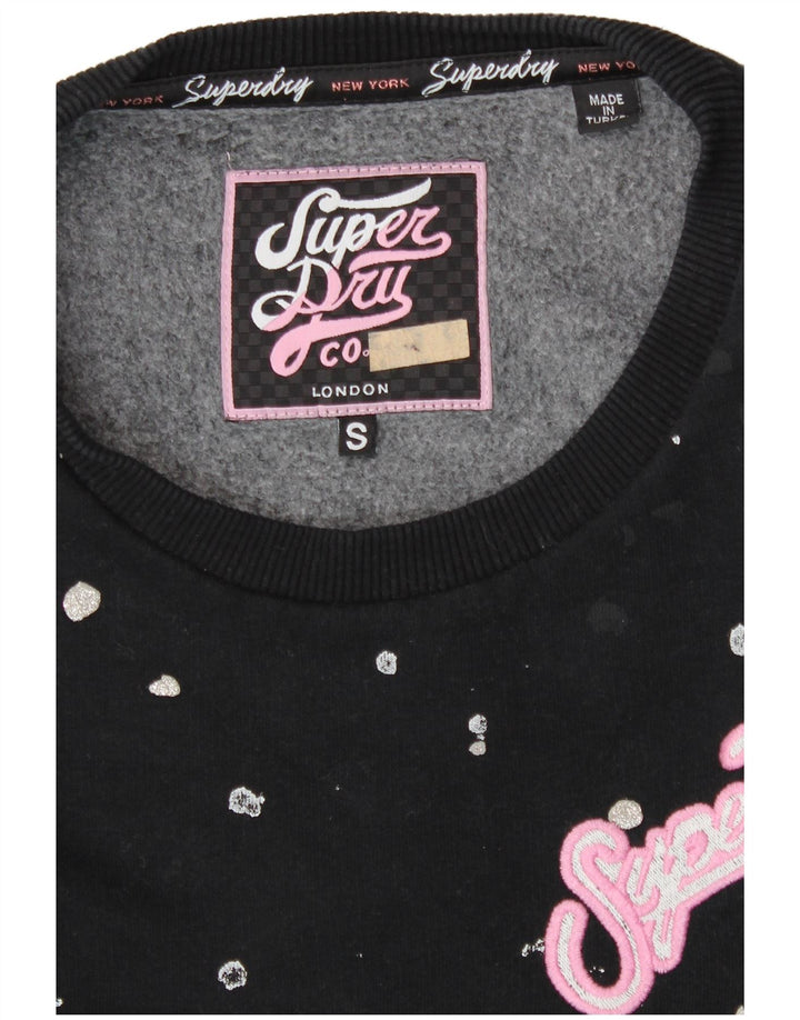 SUPERDRY Pulover supradimensionat pentru femei UK 10 Small Black Spotted