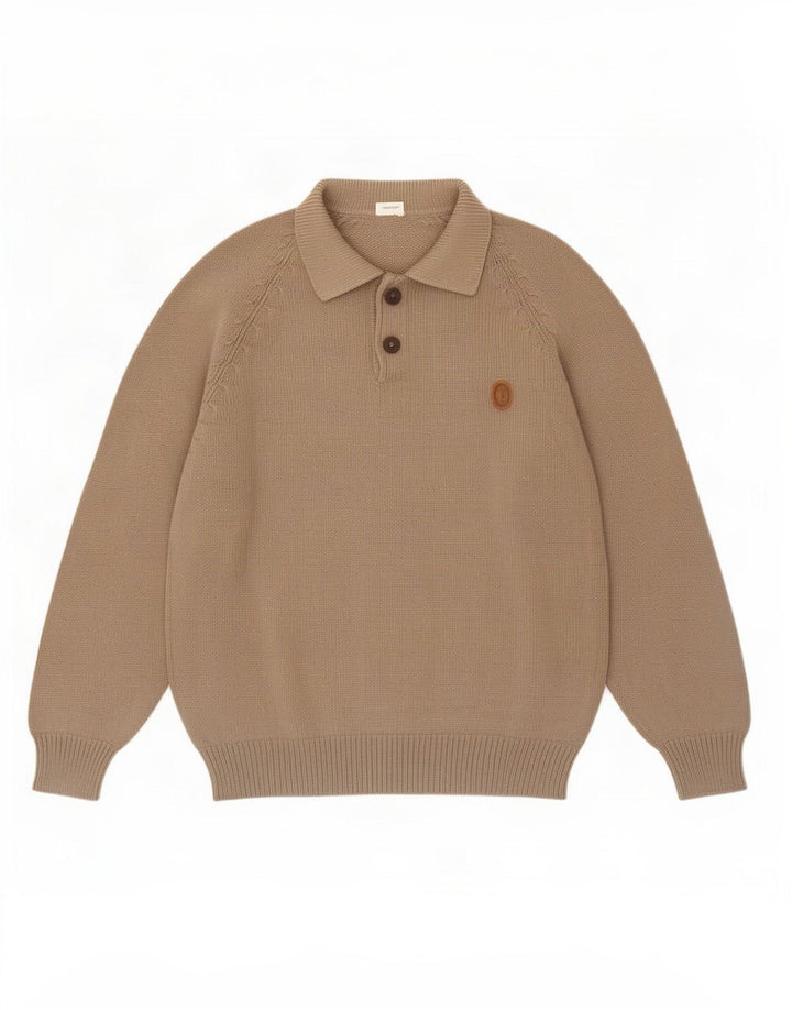 Pulover Trussardi pentru bărbați cu gât polo, bej mediu