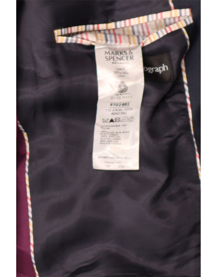 MARKS & SPENCER Mens Autograph Longline Blazer Jacket UK 38 Medium Blue