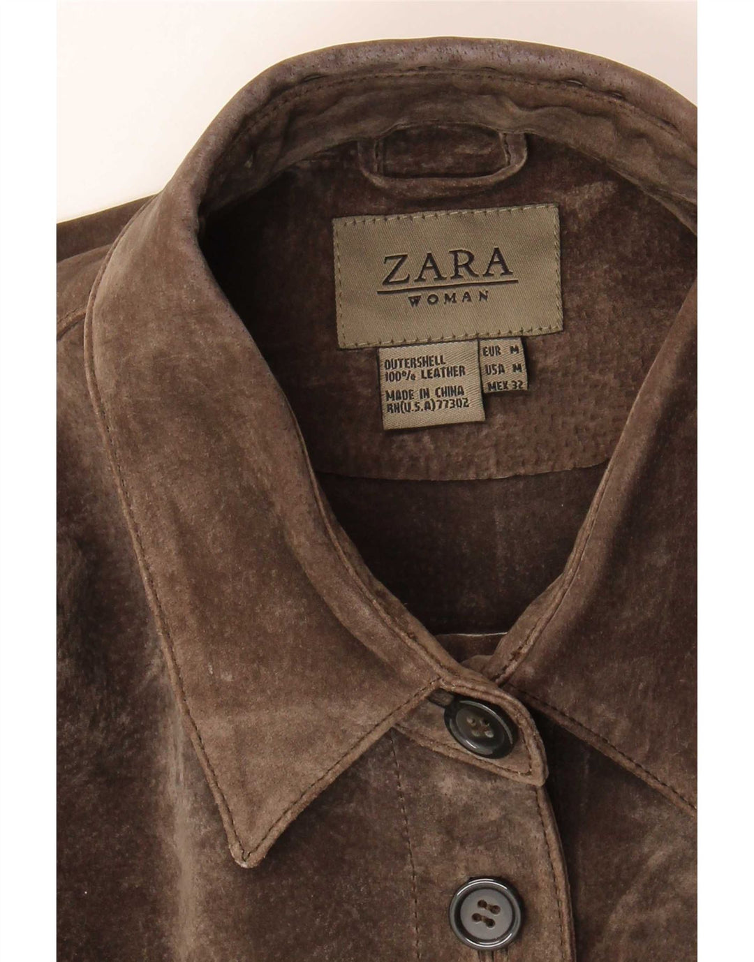 Jacheta de piele intoarsa pentru femei Zara UK 14 maro mediu din piele