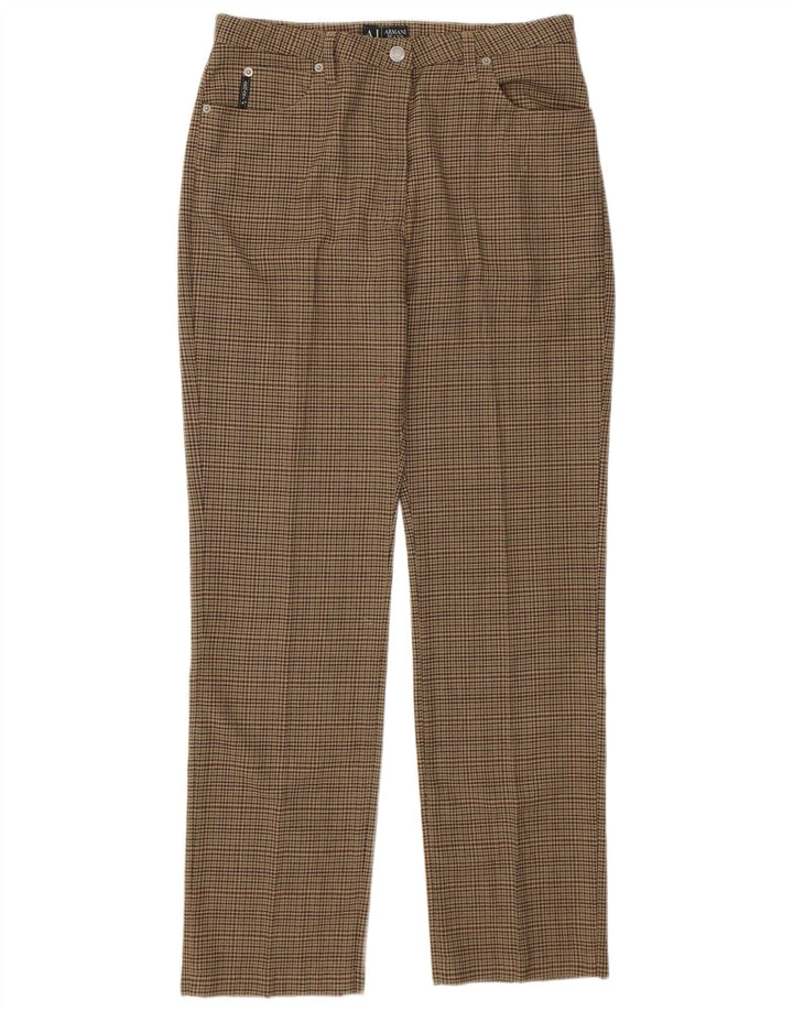 Pantaloni casual drepti pentru femei Armani L31 L30 Poliester verde Houndstooth