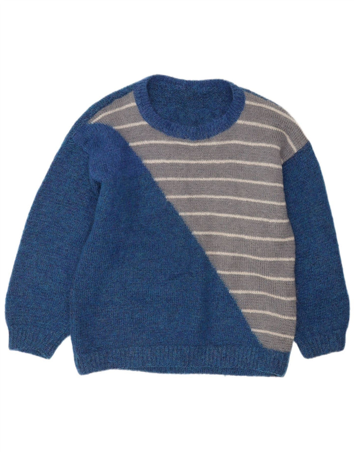 Pulover Vintage pentru bărbați cu gâtul turnat, mare, cu dungi albastre