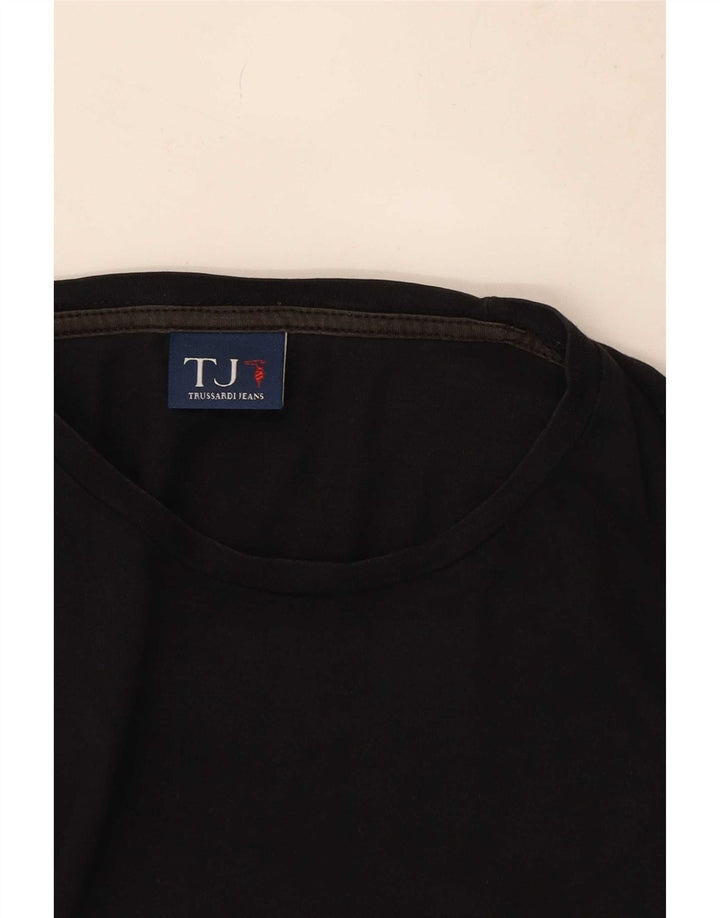 Trussardi Jeans Top grafic pentru bărbați cu mânecă lungă, bumbac mediu negru