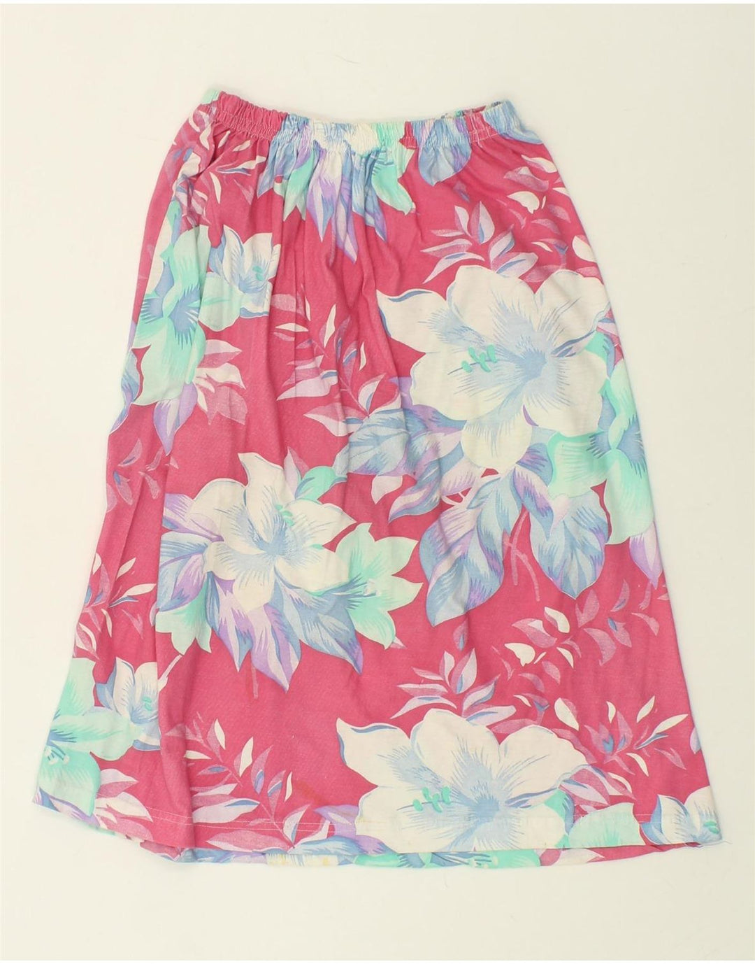 VINTAGE Womens A-Line Skirt W28 Medium Pink Floral Vintage Vintage and Second-Hand Vintage from Messina Hembry 
