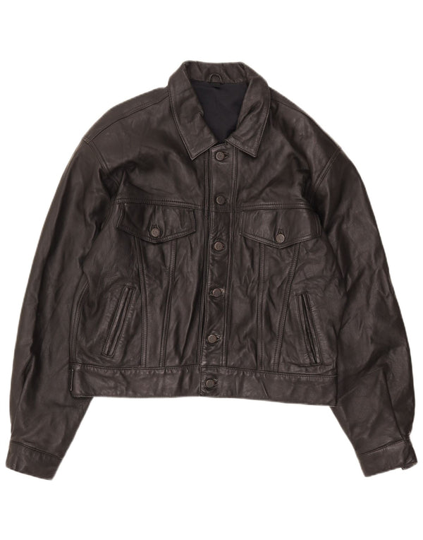 Jachetă Bomber din piele vintage pentru bărbați UK 36 Small Black