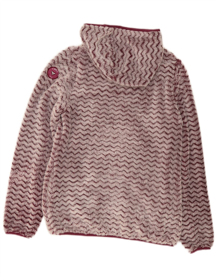 Avirex Womens Hooded Fleece Jacket UK 12 Medium Burgundy Chevron Polyester