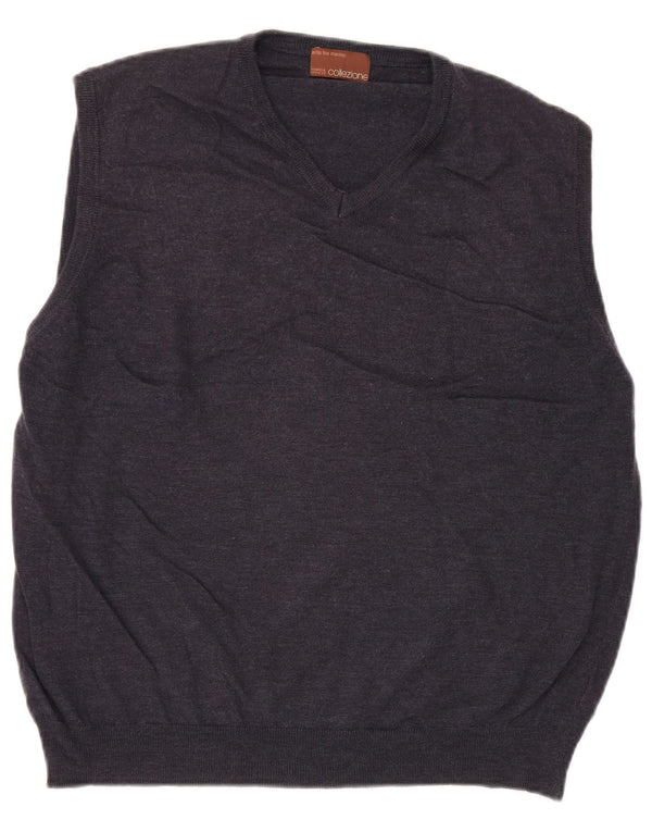 Marks & Spencer Mens Vest Tank Top XL Bleumarin Lână Merinos