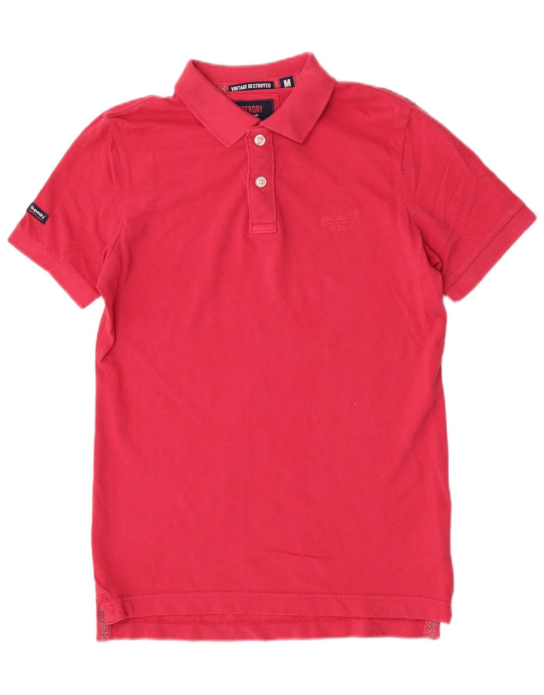 Tricou polo cu mânecă scurtă pentru bărbați Superdry, bumbac roz mediu