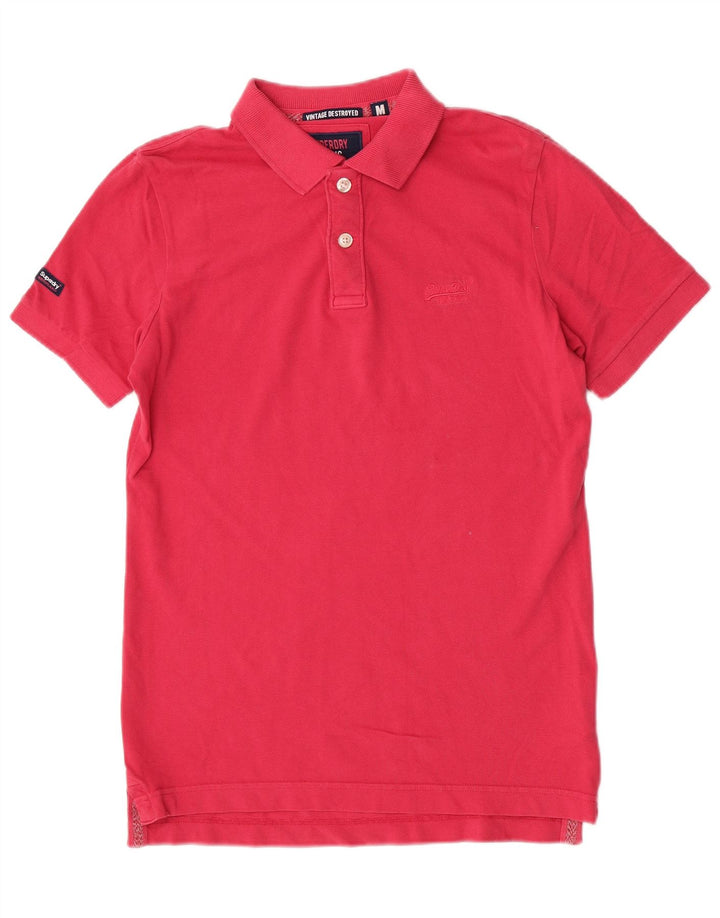 Tricou polo cu mânecă scurtă pentru bărbați Superdry, bumbac roz mediu