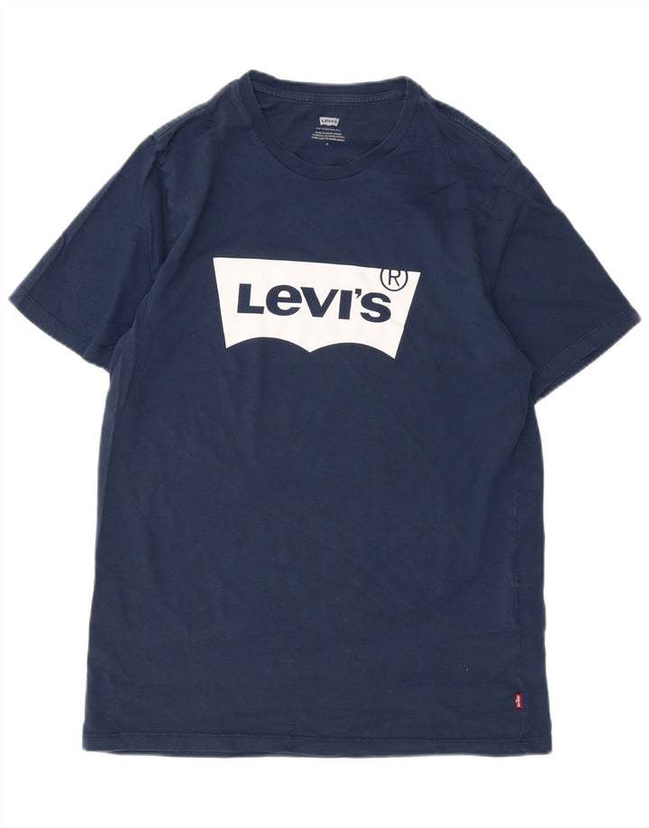 Tricou grafic pentru bărbați Levi's Top mediu din bumbac bleumarin
