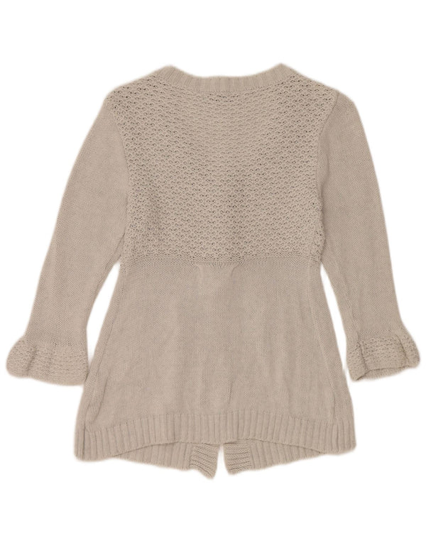 Pulover cardigan pentru femeie Zara cu mâneci 3/4 UK 10 mic bumbac gri