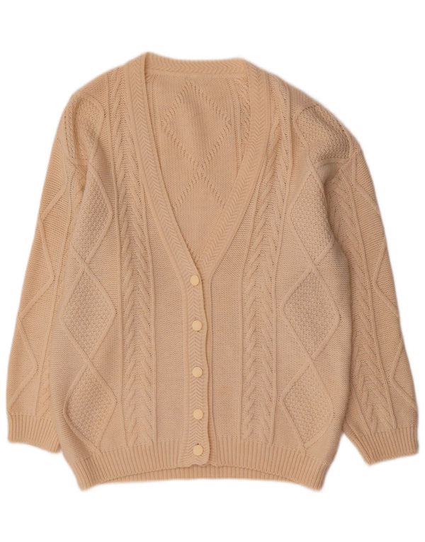 Pulover Cardigan Vintage pentru Damă UK 14 Medium Beige Lână