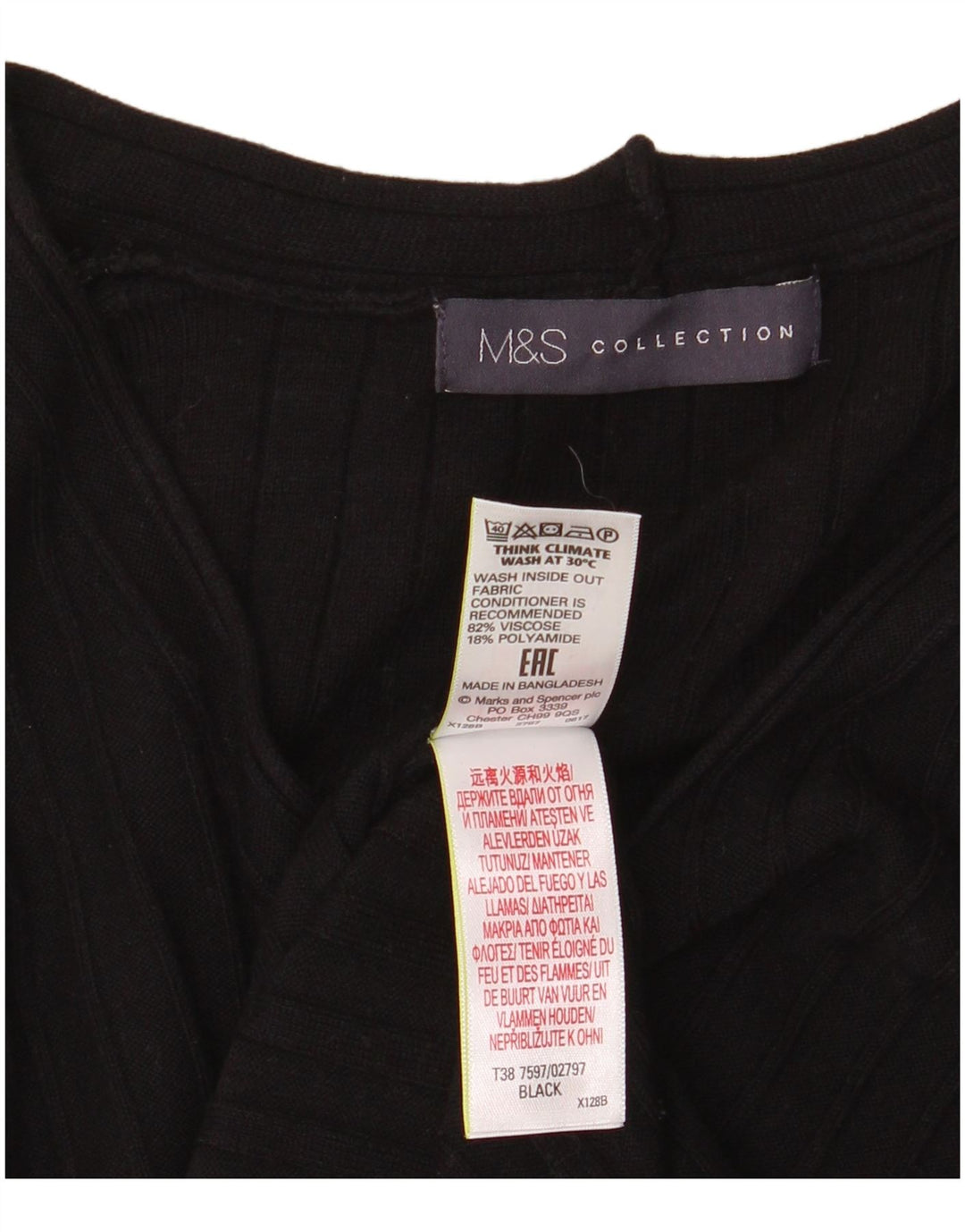 Pulover pentru femei Marks & Spencer cu decolteu în V UK 8 mic, viscoză neagră