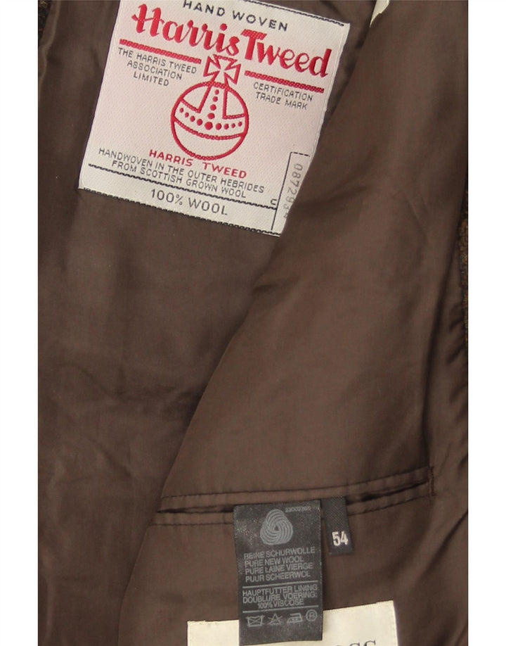 Jachetă pentru bărbați HARRIS TWEED, cu 2 nasturi, IT 54 2XL, lână nouă, cu carouri maro